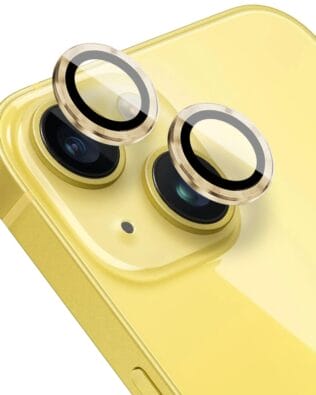 Metalowa osłona obiektywu aparatu ze szkła hartowanego 9H do iPhone 14, 1 zestaw, złota