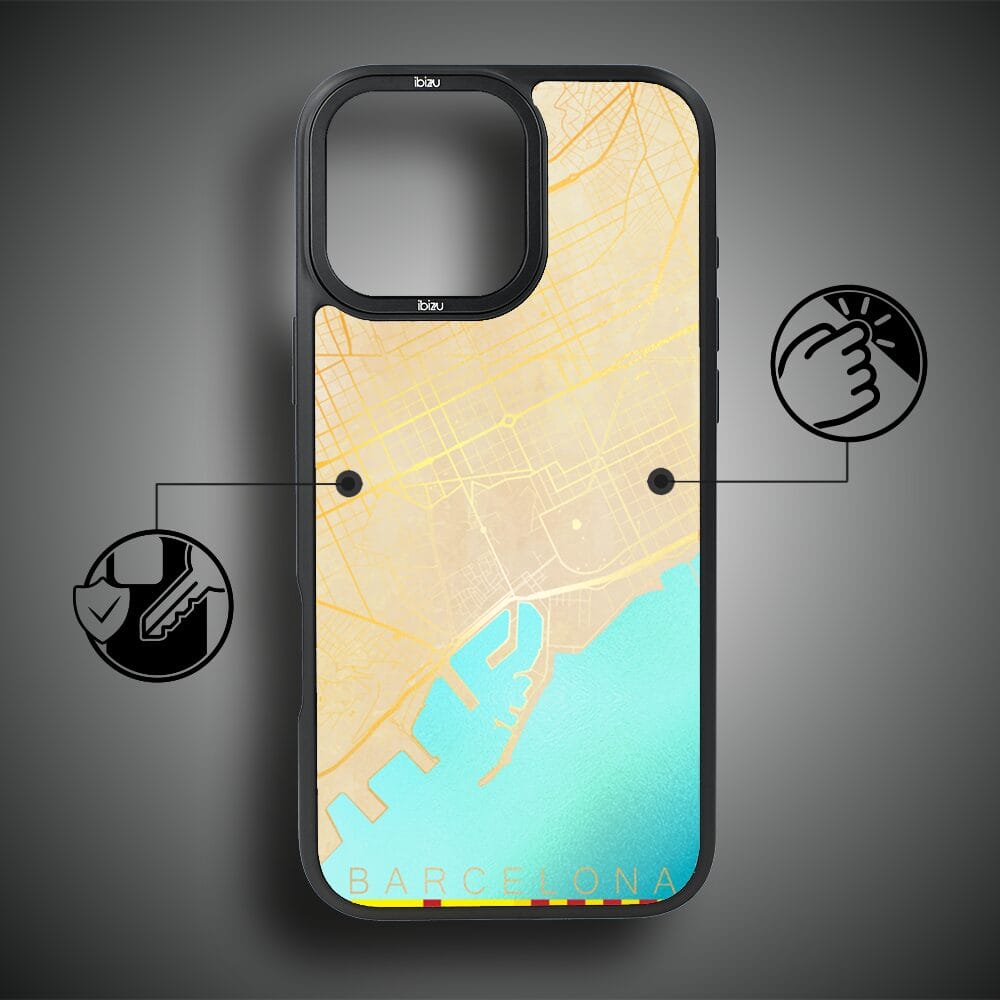 Etui do iPhone 15 Pro IBIZU DropGuard Matt z MagSafe, Mapy Świata, Barcelona - obrazek 7