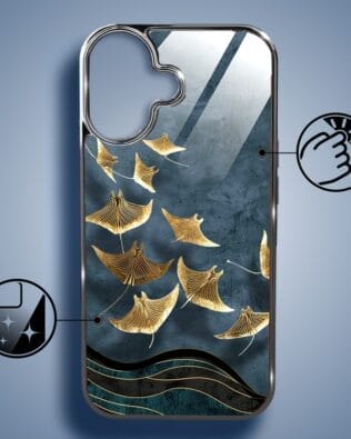 Etui do iPhone 16 Plus IBIZU Elite Glass z MagSafe Magia Azji, Morze, Lot płaszczek, czarne