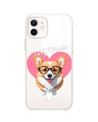Etui do iPhone 12 z MagSafe przeźroczyste, silikonowe Flexi, Puppy Love, pies rasy Corgi