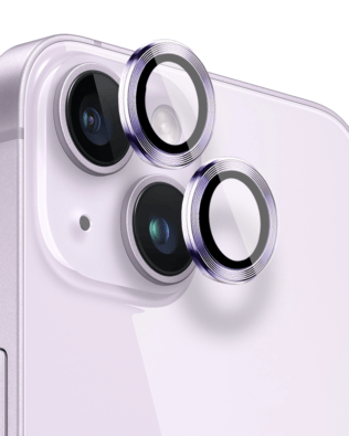 Metalowa osłona obiektywu aparatu ze szkła hartowanego 9H do iPhone 14 Plus, 1 zestaw, głęboka purpura