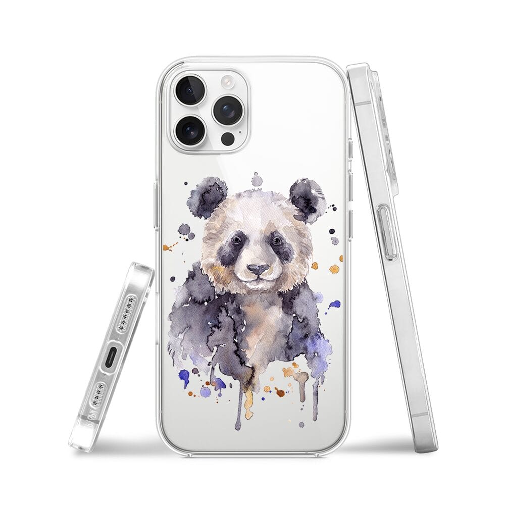 Etui do iPhone 12 Pro Max przeźroczyste, silikonowe Flexi, Akwarelowe Zoo, Panda - obrazek 3