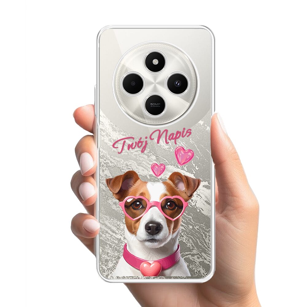 Etui do Xiaomi POCO C75 przeźroczyste, silikonowe Flexi, Puppy Love, pies rasy Jack Russell Terrier - obrazek 2