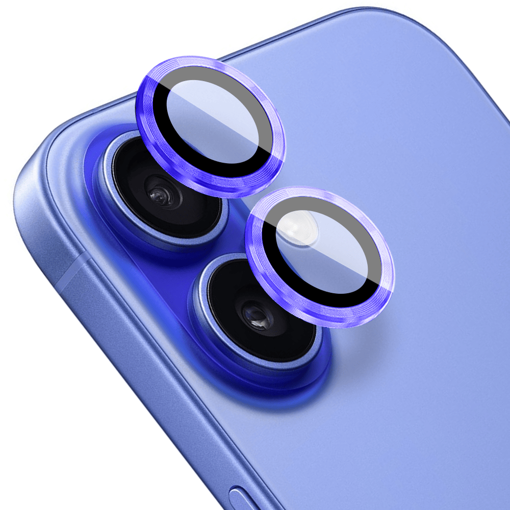 Metalowa osłona obiektywu aparatu ze szkła hartowanego 9H do iPhone 16 Plus, 1 zestaw, ultramaryna