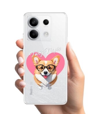 Etui do Xiaomi Redmi Note 13 Pro 5G przeźroczyste, silikonowe Flexi, Puppy Love, pies rasy Corgi