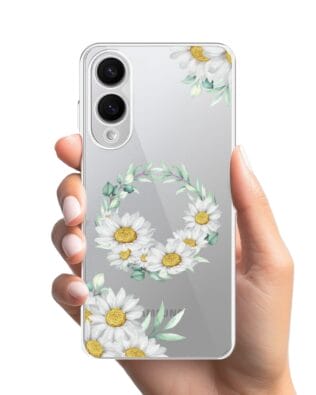 Etui do Samsung Galaxy S25 Edge przeźroczyste, silikonowe Flexi, wianek stokrotek