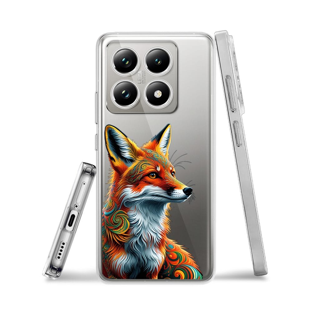 Etui do Xiaomi 14T Pro przeźroczyste, silikonowe Flexi, Dzika Mandala, Twarz lisa - obrazek 3