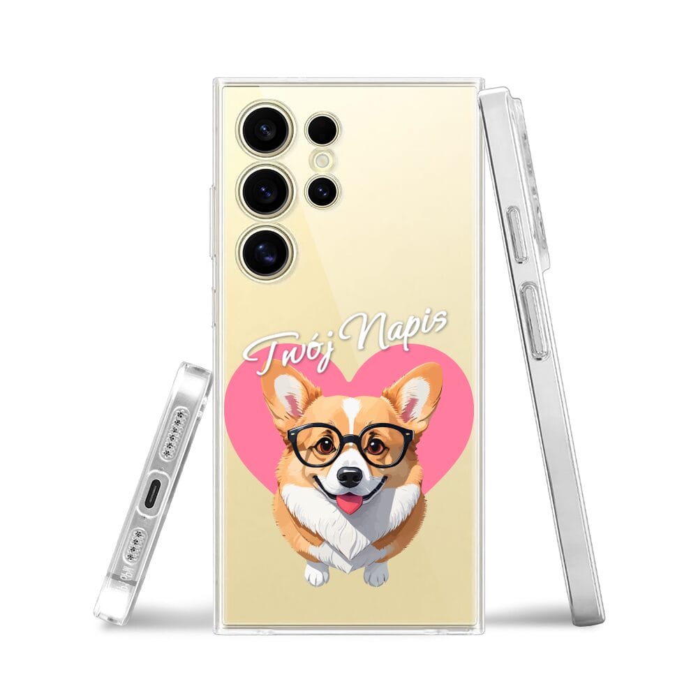 Etui do Samsung Galaxy S24 Ultra przeźroczyste, silikonowe Flexi, Puppy Love, pies rasy Corgi - obrazek 3