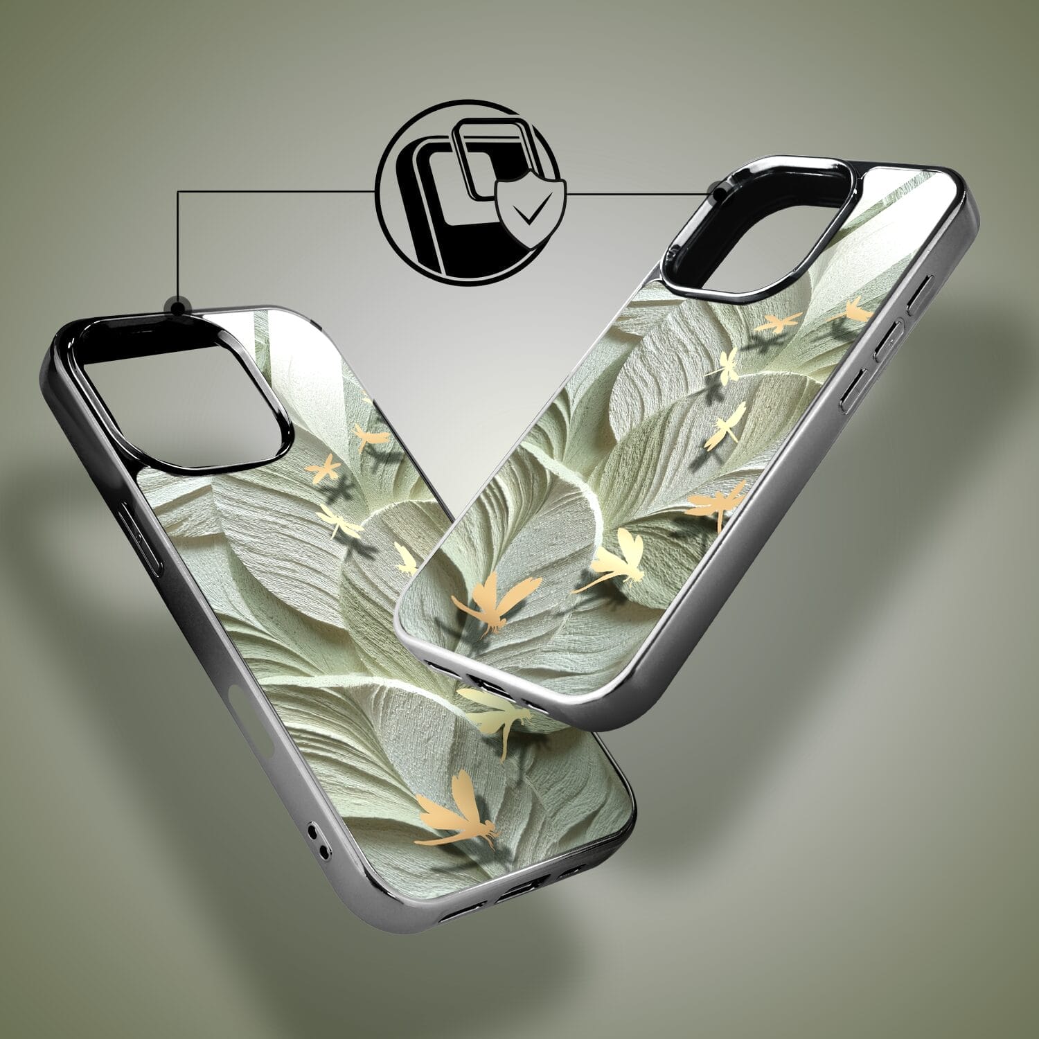 Etui do iPhone 16 Pro IBIZU Elite Glass z MagSafe Kwiaty, Taniec ważek, czarne - obrazek 3