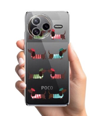 Etui do Xiaomi POCO F7 Ultra przeźroczyste, silikonowe Flexi, jamnik w Paryżu