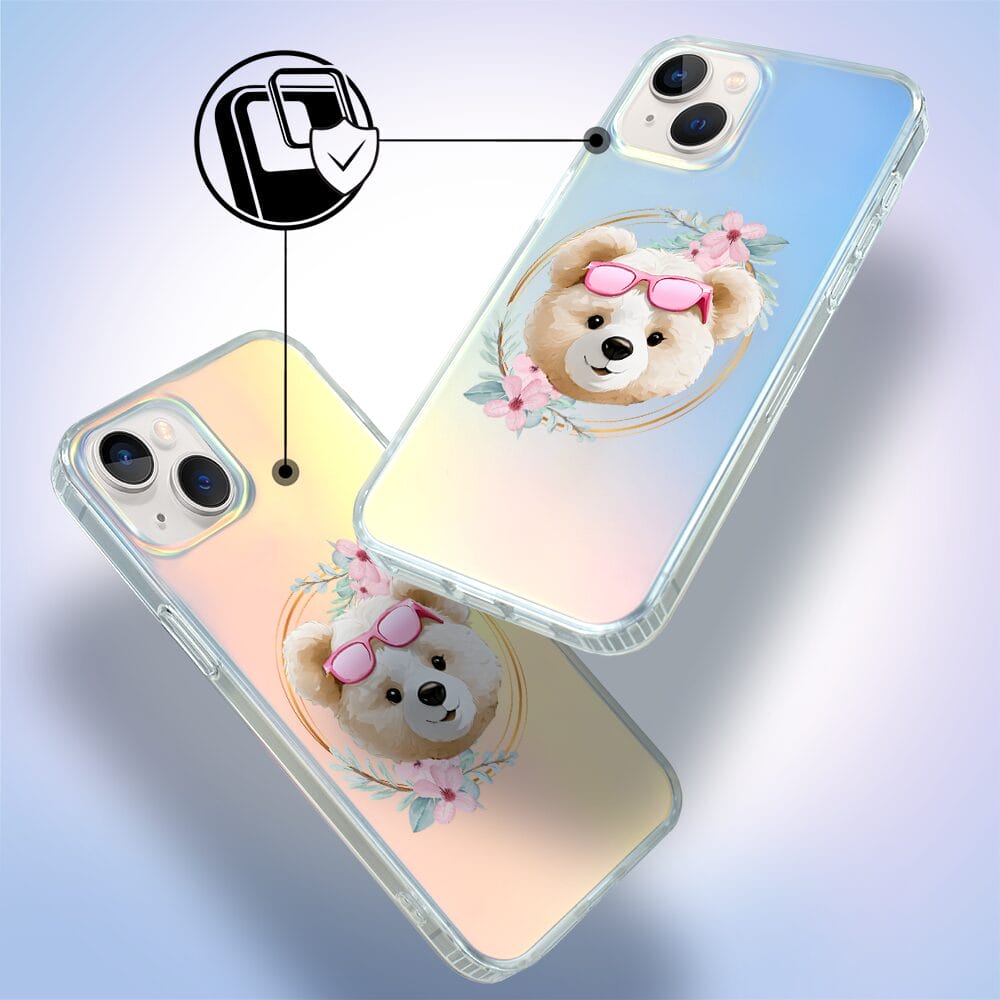 Etui do iPhone 13 IBIZU California Sunset, zmieniające kolor, Flower Queen, miś z kwiatami - obrazek 3