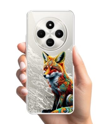 Etui do Xiaomi POCO C75 przeźroczyste, silikonowe Flexi, Dzika Mandala, Lis