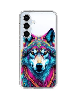 Etui do Samsung Galaxy S24 FE przeźroczyste, silikonowe Flexi, Dzika Mandala, Wilk
