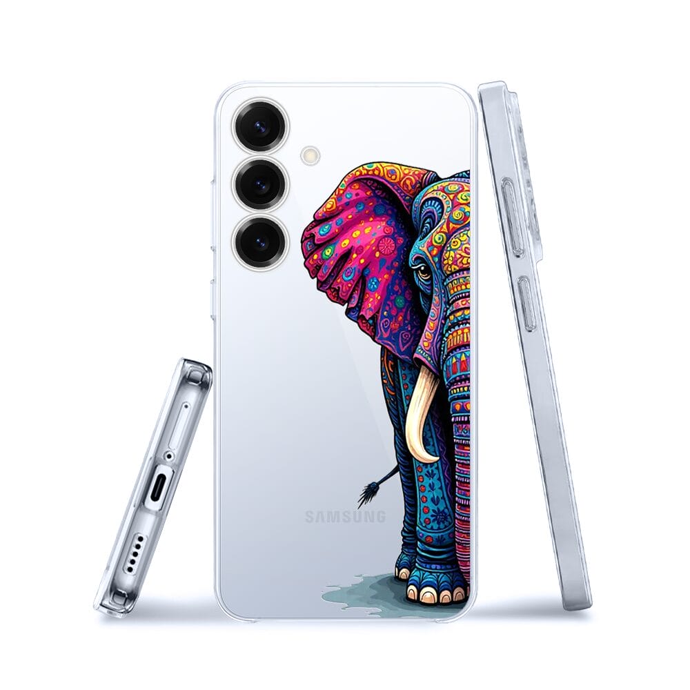 Etui do Samsung Galaxy S25 Plus przeźroczyste, silikonowe Flexi, Dzika Mandala, Słoń - obrazek 3