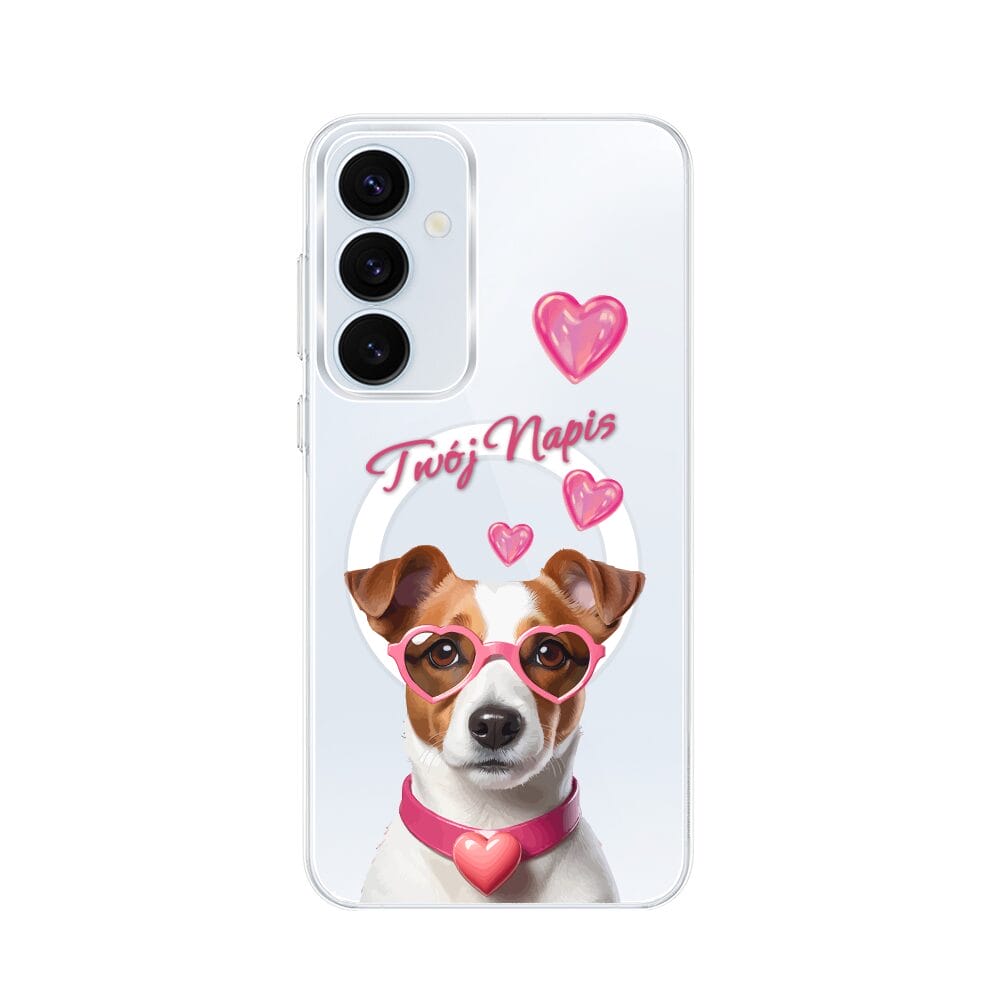 Etui do Samsung Galaxy A55 5G z MagSafe przeźroczyste, silikonowe Flexi, Puppy Love, pies rasy Jack Russell Terrier