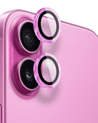 Metalowa osłona obiektywu aparatu ze szkła hartowanego 9H do iPhone 16, 1 zestaw, różowa