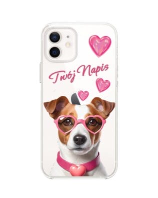 Etui do iPhone 12 Mini przeźroczyste, silikonowe Flexi, Puppy Love, pies rasy Jack Russell Terrier