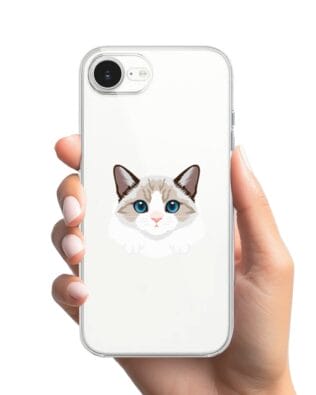 Etui do iPhone 16e przeźroczyste, silikonowe Flexi, kot birmański