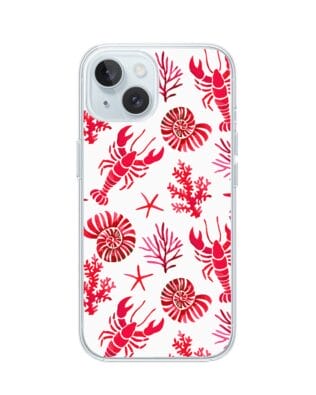 Etui do iPhone 15 Plus z MagSafe przeźroczyste, silikonowe Flexi, krab, muszle