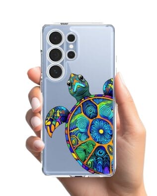 Etui do Samsung Galaxy S25 Ultra przeźroczyste, silikonowe Flexi, Dzika Mandala, Żółw