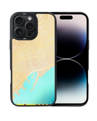 Etui do iPhone 14 Pro IBIZU DropGuard Matt z MagSafe, Mapy Świata, Barcelona