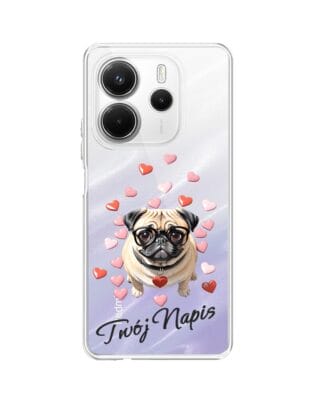 Etui do Xiaomi Redmi Note 14 4G przeźroczyste, silikonowe Flexi, Puppy Love, pies rasy Mops