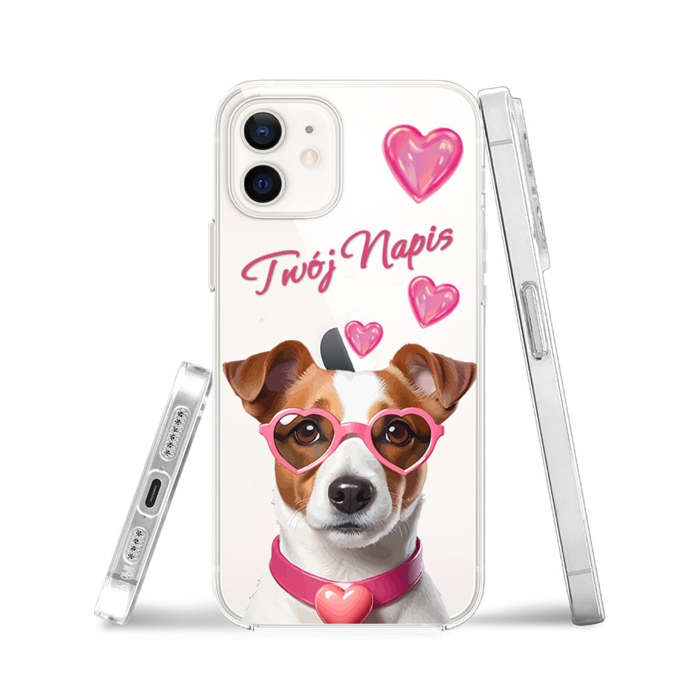 Etui do iPhone 12 przeźroczyste, silikonowe Flexi, Puppy Love, pies rasy Jack Russell Terrier - obrazek 3