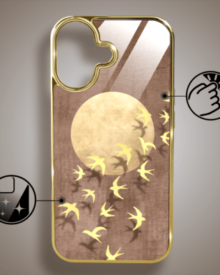 Etui do iPhone 16 IBIZU Elite Glass z MagSafe Magia Azji, Taniec jaskółek, złote