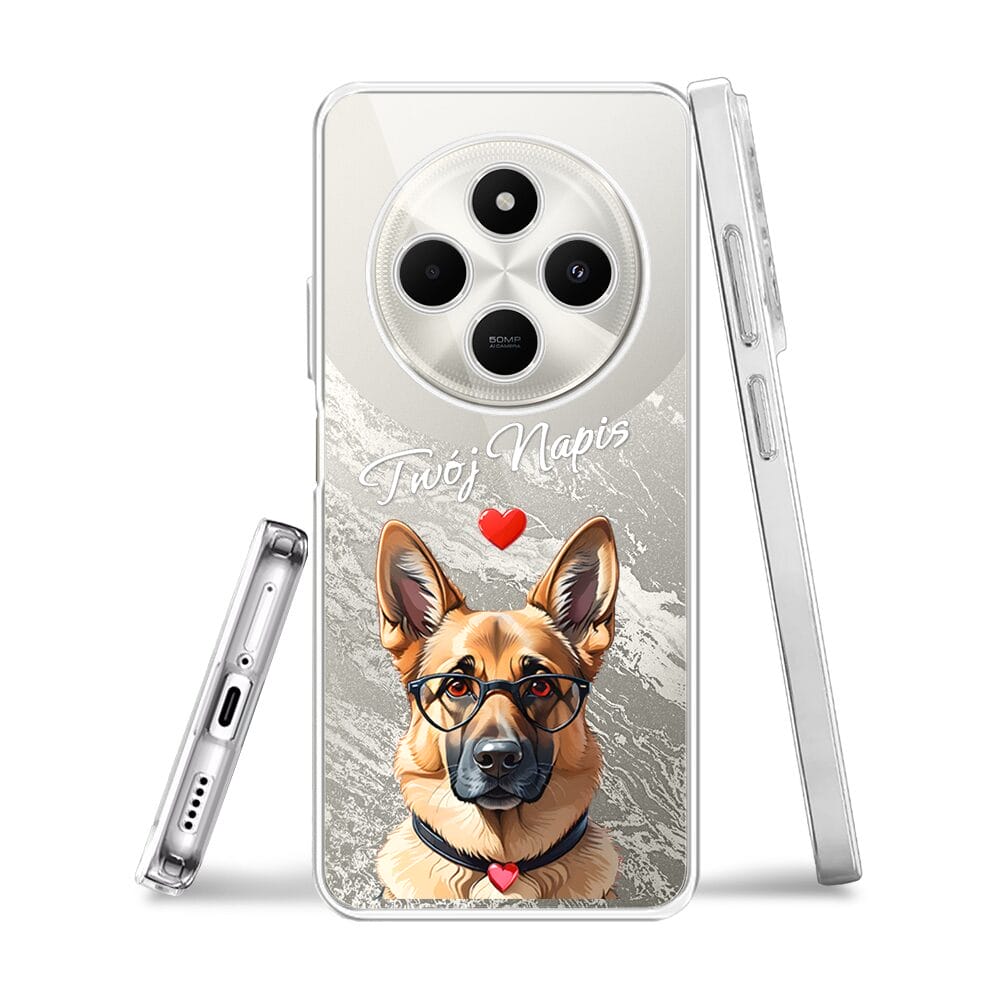 Etui do Xiaomi POCO C75 przeźroczyste, silikonowe Flexi, Puppy Love, pies rasy Owczarek Niemiecki - obrazek 3