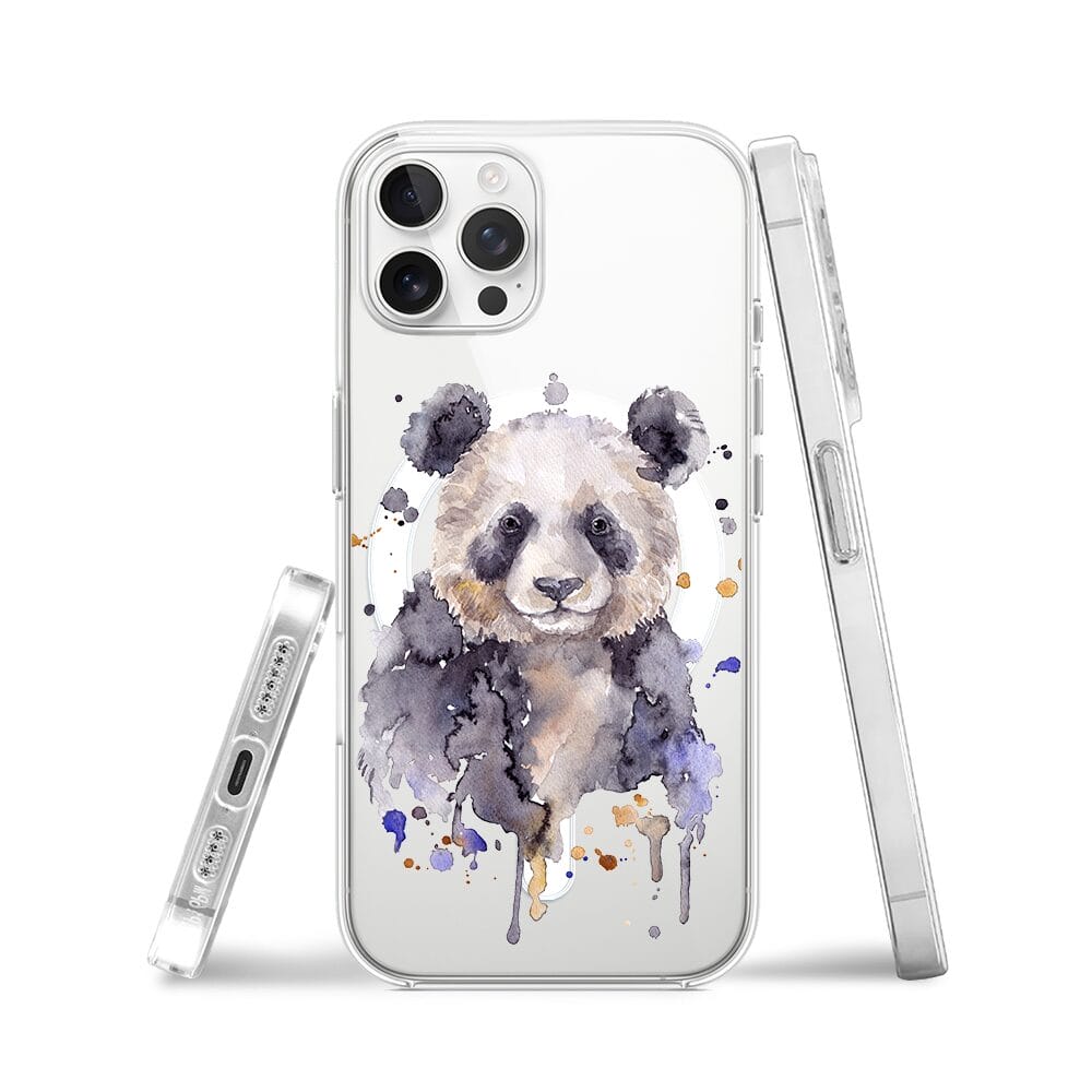 Etui do iPhone 12 Pro z MagSafe przeźroczyste, silikonowe Flexi, Akwarelowe Zoo, Panda - obrazek 3