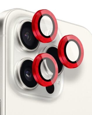 Metalowa osłona obiektywu aparatu ze szkła hartowanego 9H do iPhone 15 Pro, 1 zestaw, czerwona