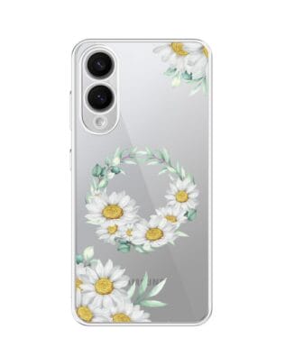 Etui do Samsung Galaxy S25 Edge przeźroczyste, silikonowe Flexi, wianek stokrotek
