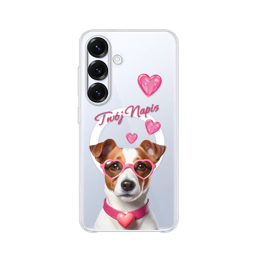Etui do Samsung Galaxy S25 Plus z MagSafe przeźroczyste, silikonowe Flexi, Puppy Love, pies rasy Jack Russell Terrier