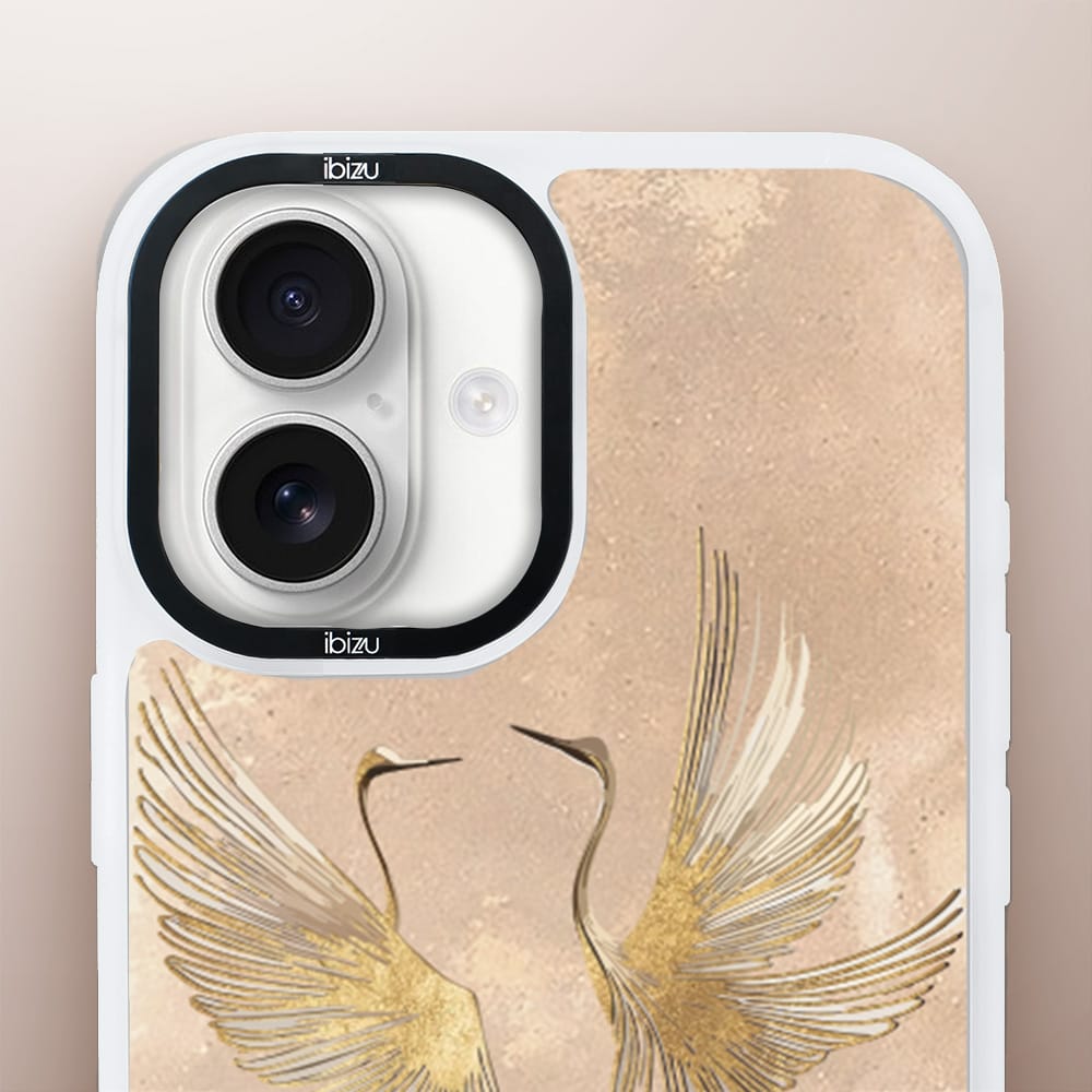 Etui do iPhone 16 IBIZU DropGuard Matt z MagSafe, Boho, Złote żurawie - obrazek 5