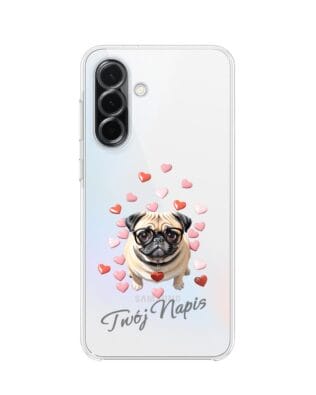 Etui do Samsung Galaxy A36 5G przeźroczyste, silikonowe Flexi, Puppy Love, pies rasy Mops
