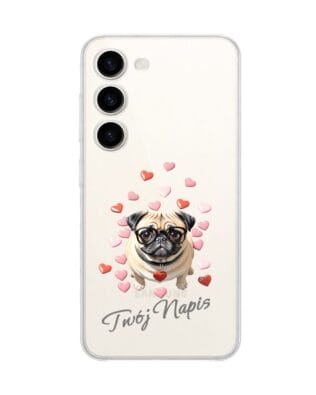 Etui do Samsung Galaxy S23 Plus przeźroczyste, silikonowe Flexi, Puppy Love, pies rasy Mops