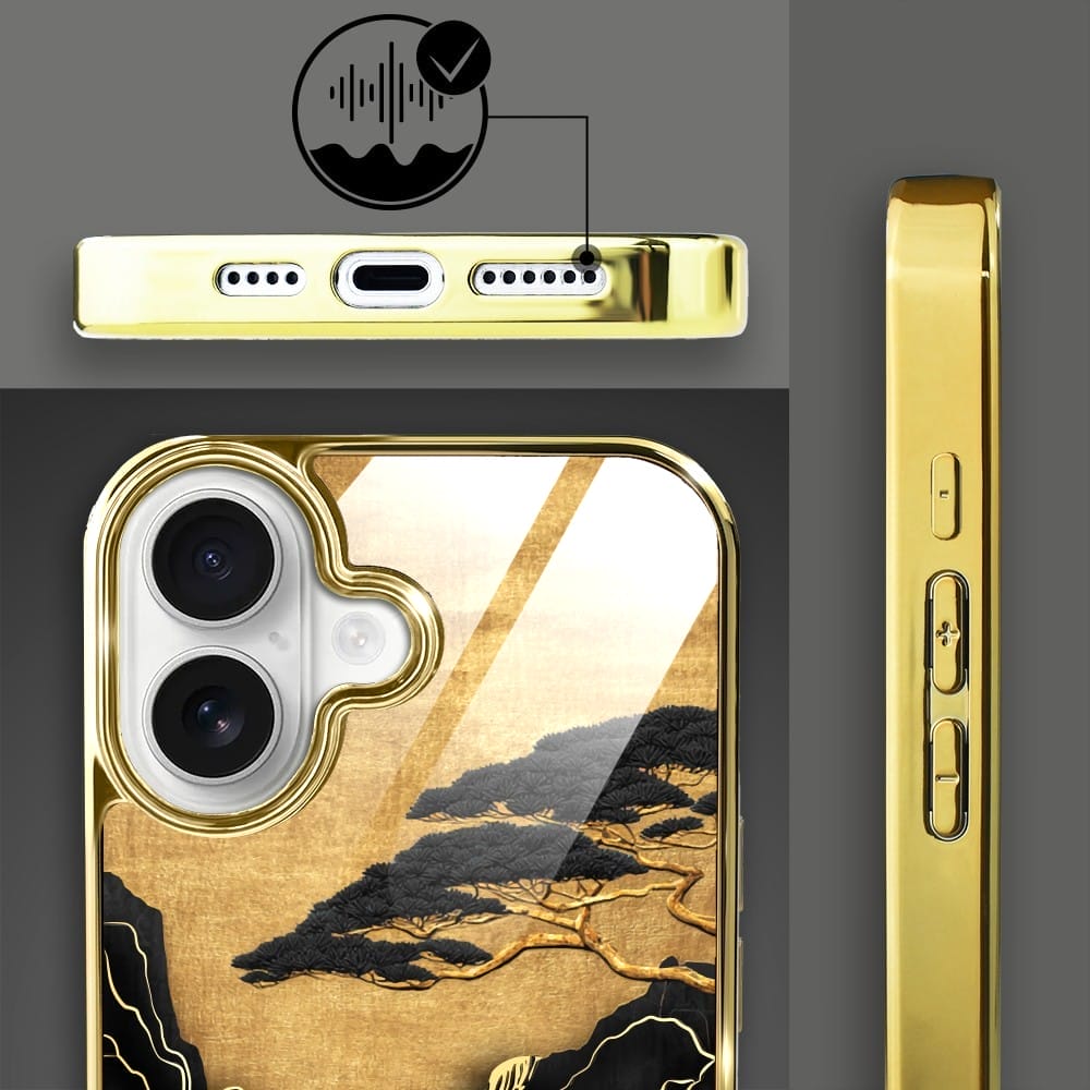 Etui do iPhone 16 IBIZU Elite Glass z MagSafe Magia Azji, Złoty wodospad, złote - obrazek 4