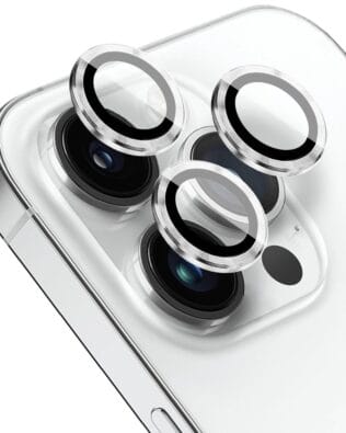 Metalowa osłona obiektywu aparatu ze szkła hartowanego 9H do iPhone 13 Pro Max, 1 zestaw, srebrna