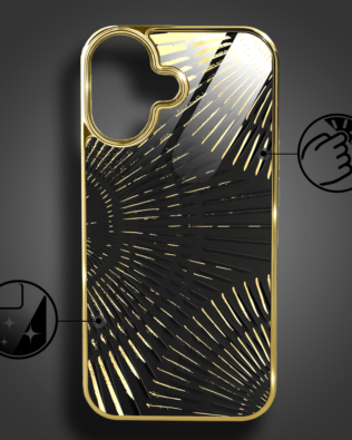 Etui do iPhone 16 Plus IBIZU Elite Glass z MagSafe Mistyczne wzory, Boski promień czarne, złote