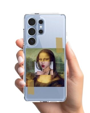 Etui do Samsung Galaxy S25 Ultra z MagSafe przeźroczyste, silikonowe Flexi, Mona Lisa z lizakiem