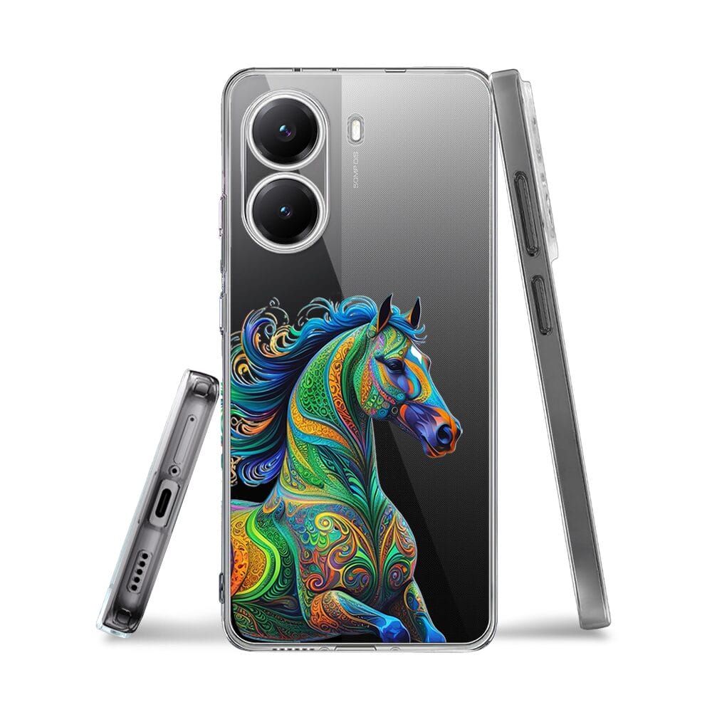 Etui do Xiaomi POCO X7 Pro przeźroczyste, silikonowe Flexi, Dzika Mandala, Koń - obrazek 3
