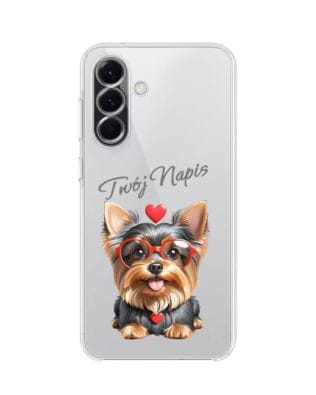 Etui do Samsung Galaxy A56 5G przeźroczyste, silikonowe Flexi, Puppy Love, pies rasy York