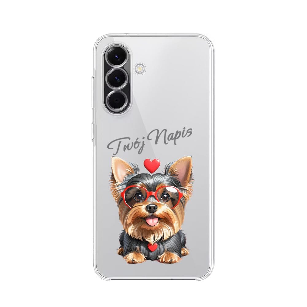 Etui do Samsung Galaxy A56 5G przeźroczyste, silikonowe Flexi, Puppy Love, pies rasy York