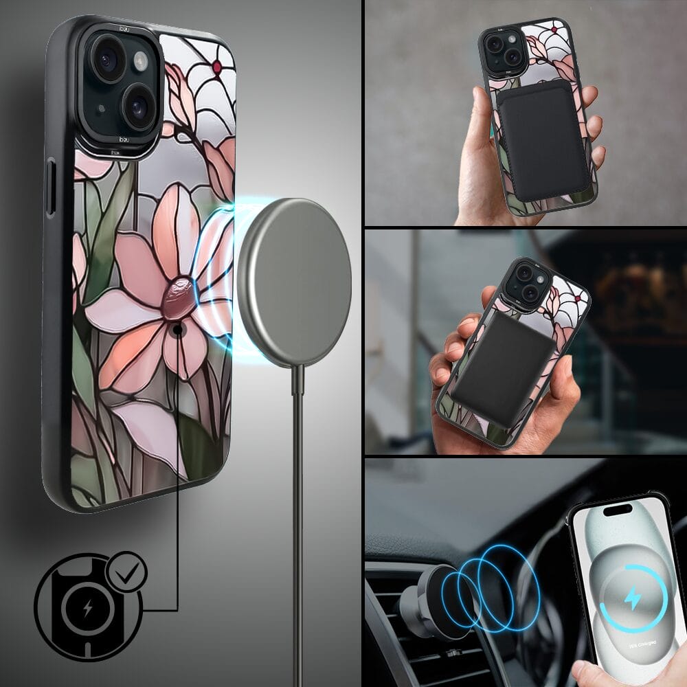 Etui do iPhone 15 IBIZU DropGuard Matt z MagSafe, Barwy Szkła, Różowa magnolia - obrazek 8