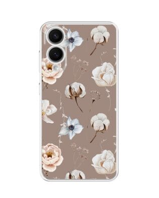 Etui do Samsung Galaxy S25 Edge przeźroczyste, silikonowe Flexi, akwarelowe kwiatki