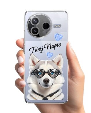 Etui do Xiaomi POCO F7 Pro przeźroczyste, silikonowe Flexi, Puppy Love, pies rasy Husky