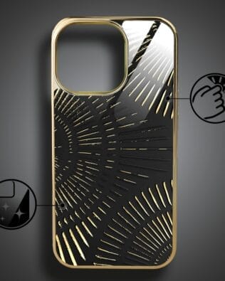 Etui do iPhone 16 Pro IBIZU Elite Glass z MagSafe Mistyczne wzory, Boski promień czarne, złote