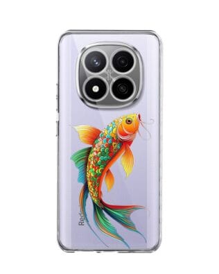 Etui do Xiaomi Redmi Note 14 Pro 4G przeźroczyste, silikonowe Flexi, Dzika Mandala, Złota ryba