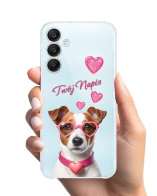 Etui do Samsung Galaxy M35 5G przeźroczyste, silikonowe Flexi, Puppy Love, pies rasy Jack Russell Terrier