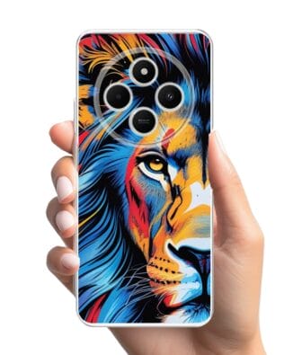 Etui do Xiaomi POCO C75 przeźroczyste, silikonowe Flexi, Dzika Mandala, Lwie spojrzenie